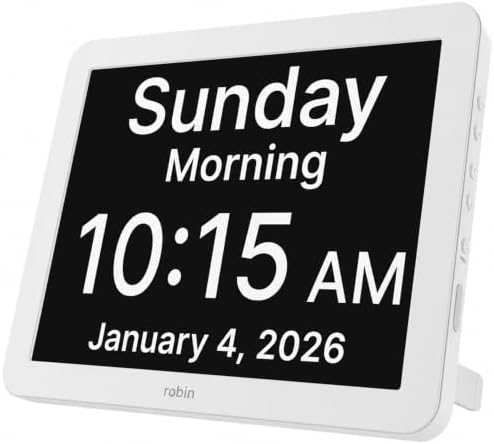 Robin Day Clock 2026 for Seniors, Easy-to-Read Display for Elderly, Day Date by Robin