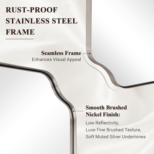ANDY STAR 36"x60" Large Bathroom Mirror, Brushed Nickel Rectangle Mirror - Image 4