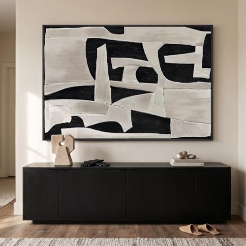 Extra Large Framed Black White Abstract Wall Art - Image 3