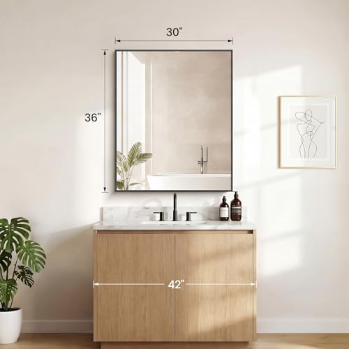 DUMOS 30"x36" Rectangle Wall Mirror, Bathroom Mirrors - Image 2