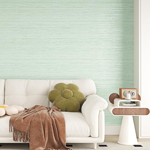 Green Grasscloth Wallpaper Textured Peel and Stick Faux Grasscloth Sage Green - Image 2