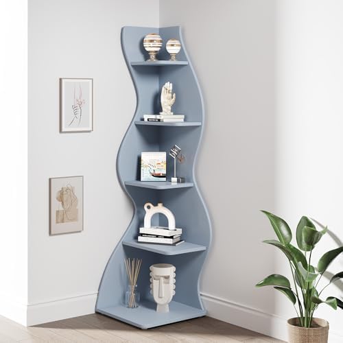 Tribesigns Corner Shelf, Modern 5-Tier Wall Corner Bookshelf, Stylish Corner - Image 6