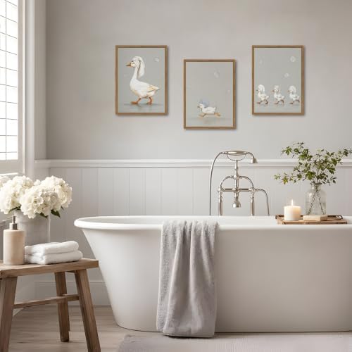 Cute Goose Bathroom Wall Art Set of 3, Funny Duck Bath Wall Decor Painting - Image 4