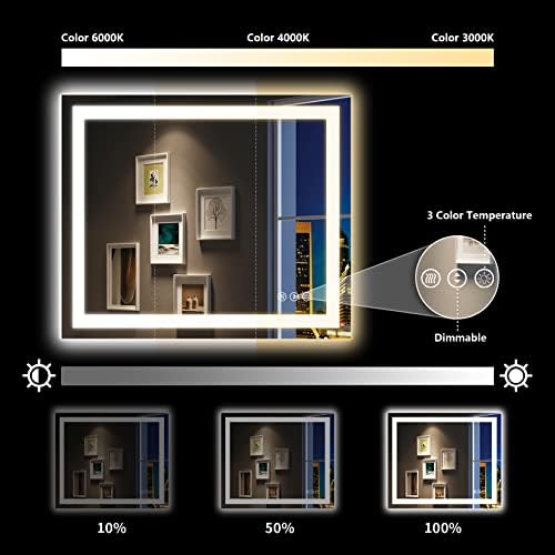 48x36 LED Bathroom Mirror with Lights, Lighted Vanity Mirror - Image 4