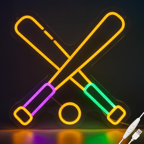 wootfairy LED Lights Wall Decor 13.78 * 13.78in Dimmable Baseball Neon Sign - Image 2