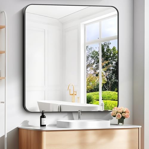 DESBING 40" x 36"Bathroom Mirror, Matte Black Wall Mirror by DESBING
