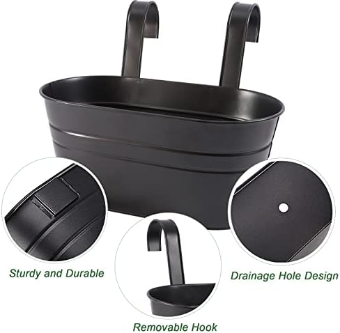 HowRU Metal Iron Flower Pots for Railing Fence Hanging Bucket Pots and Hanging - Image 3