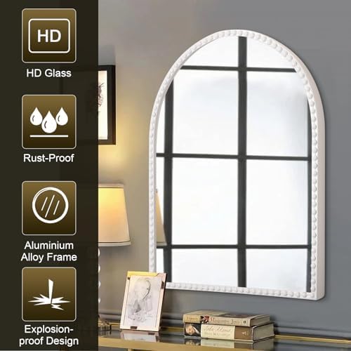 Arched Mirror for Wall, with Beaded Framed Metal Accent Wall Mirrors Decorative - Image 6