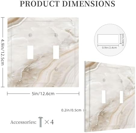 Decorative Switch Plates Beige Marble Pattern 2 Gang Double Toggle Wall Plate - Image 5