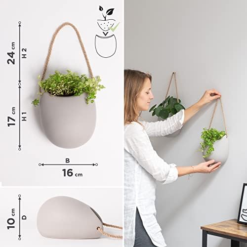 Kazai. Wall Planters -Ellie- | Hanging Ceramic Plant Pots 2 Pieces | Wall - Image 4