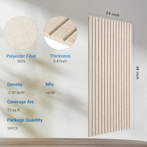 10 Pack 48x24 inch Acoustic Wall Panels-Light Camel - Image 4