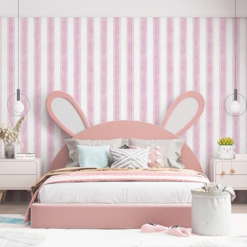 17.3" x 1200" Watercolor Pink Striped Peel and Stick Wallpaper - Image 5