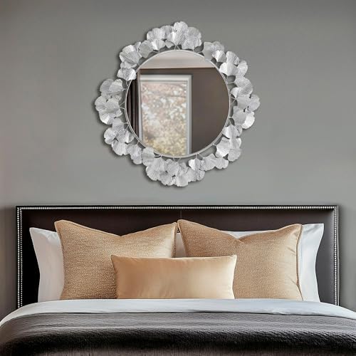 Martha Stewart Wall Décor Large Gingko Leaf Round Wall Mirror - Image 3