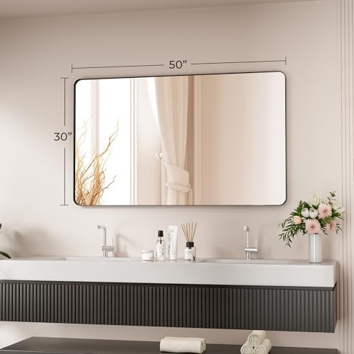 Black Bathroom Mirror 50X30 Inch Bathroom Vanity Mirror - Image 5