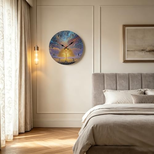 12" Silent Wall Clock, Round Wall Clock, Glowing Life Tree - Image 6