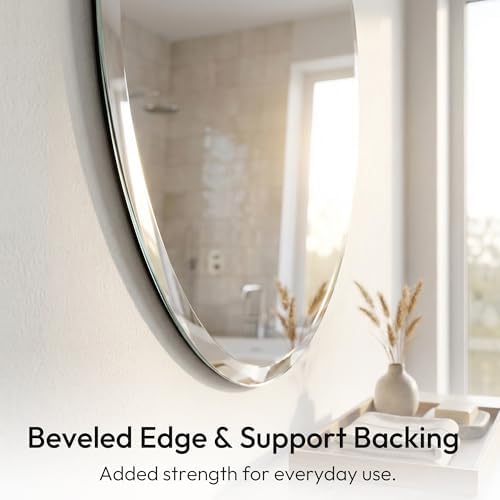 20x28 Inch Oval Frameless Bathroom Mirror - Image 3