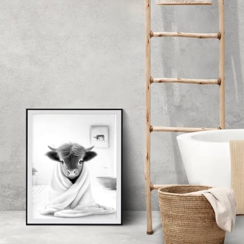 Western Cow Bathroom Decor Wall Art, Funny Highland Cow Wall Art in Restroom - Image 5
