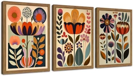 YSGGTR 3 Pcs Framed Boho Abstract Colorful Floral Canvas Wall Art 16x24 In by Unknown