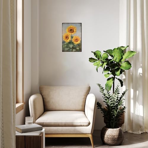 Sunflower Canvas Wall Art Decor: Rustic Bathroom Bedroom Floral Pictures - Image 3