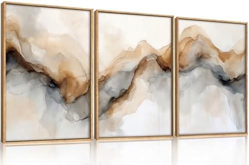 Abstract Neutral Watercolor Framed Canvas Wall Art Set -24"×36" x3 - Image 5