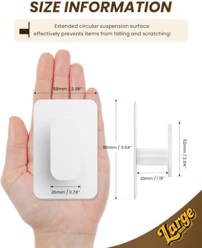 6 Pack Large Heavy Duty Wall Hooks - 26lb Max - Image 3