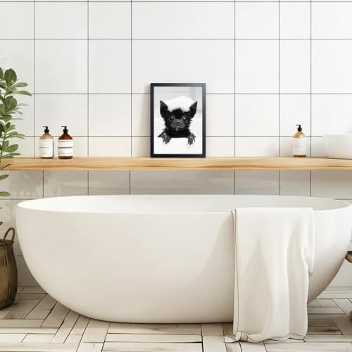Funny Bat Bathroom Wall Art, Gothic Farmhouse Bat Wall Decor Painting, Humorous - Image 7