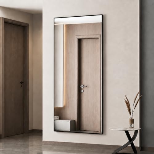 Simple Deluxe 68"x25" Full Length Black Aluminum Alloy Floor Mirror, Leaner or by SimpleDeluxe