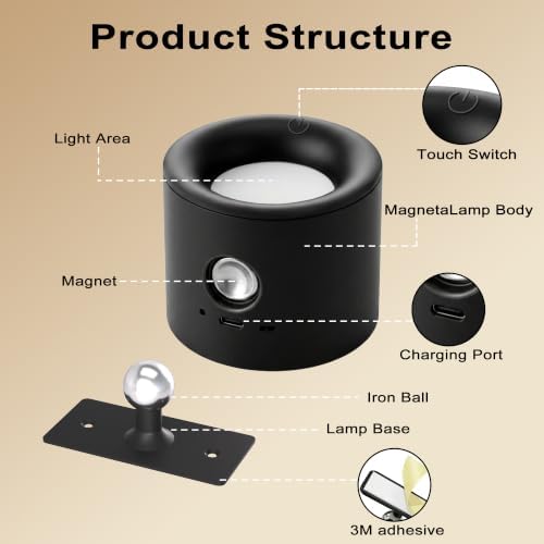 Ouyulong Magnetic Wall Sconces, Double-Sided Rechargeable Battery Wall Lights - Image 5
