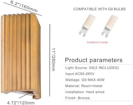 ZEROUNO Modern LED Wall Sconce Indoor Wall Lights, Bronze Hardwired Up and Down - Image 6
