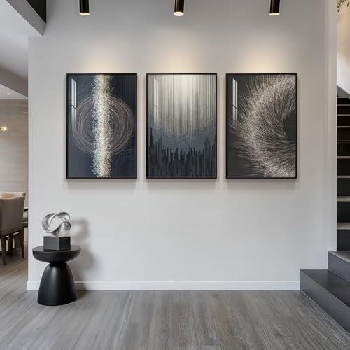 Large Black Silver Abstract Wall Art - Image 4