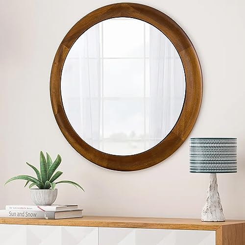 CULER Round Wall Mirrors 36 Inch, Wood Mirror - Image 7