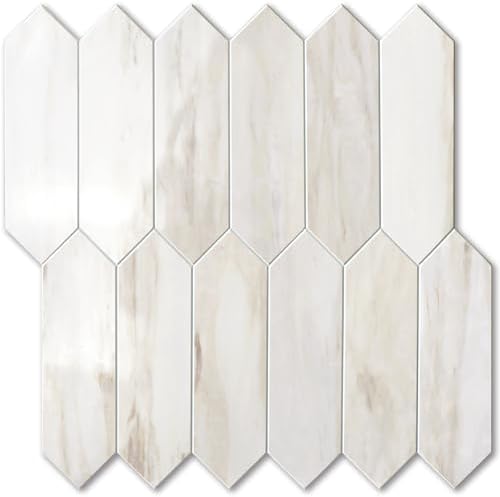 Vamos Tile Glossy Wood Marble Grain Backsplash Tile Peel and Stick, 12.8 x 12.8 by VamosTile