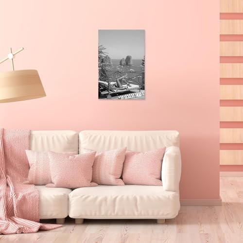 Retro Woman Sunbathing Poster Sexy Hot High Heels Girl Canvas Wall Art Black - Image 4