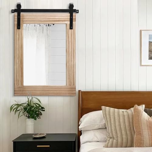 AAZZKANG Rustic Mirrors for Wall Rectangle Barn Door Mirror - Image 5