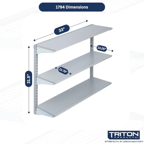 Triton Products Wall Mount Shelving Unit W/ 3 Steel Shelves & Mounting Hardware - Image 2