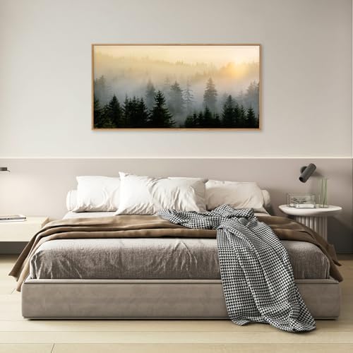 FWIEXA Misty Forest Wall Art Set Framed, Large Mountains Canvas Wall Decor - Image 4