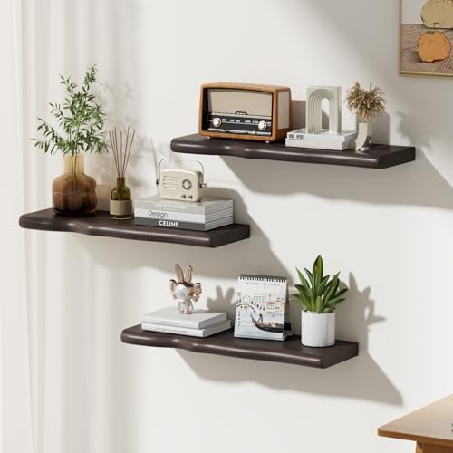 Organic Wavy Edge Floating Shelves, Hidden Brackets, 2 Pack 24 in - Image 2