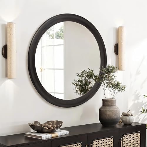 CULER Round Wall Mirrors 36 Inch, Wood Mirror - Image 3