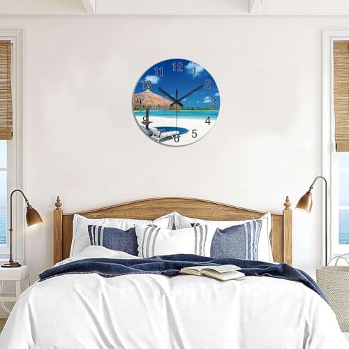 XFM Blue Beach Wall Clock 12 Inch Silent - Image 2