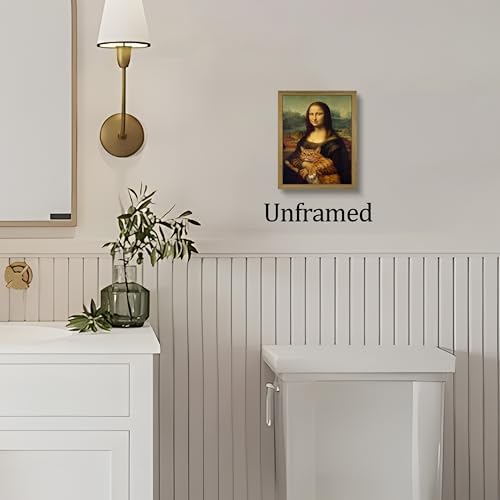 Funny Mona Lisa Cat Wall Art, Vintage Renaissance Mona Lisa Holding Orange - Image 5