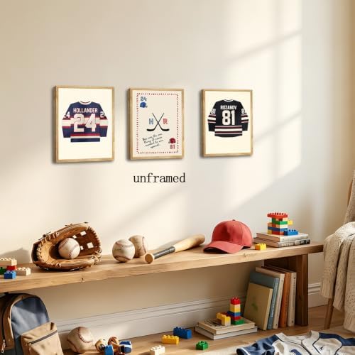 SHRNGCK Preppy Hockey Posters Set of 6 Teen Boys Sports Jersey Wall Art Vintage - Image 5