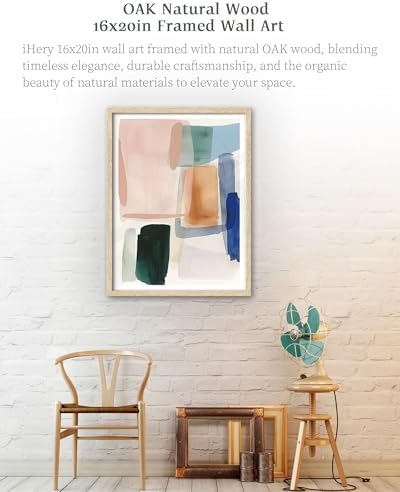 iHery 16x20in Geometric Color Block Framed Abstract Wall Art - Image 2