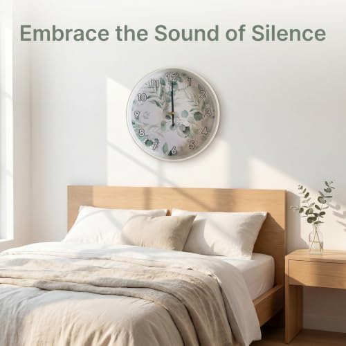 Soft Green Eucalyptus Leaf wall Clock Silent Non Ticking Battery Operated wall - Image 5