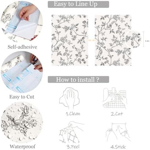 Orainege Floral Birds Wallpaper Peel and Stick Wallpaper Removable - Image 5