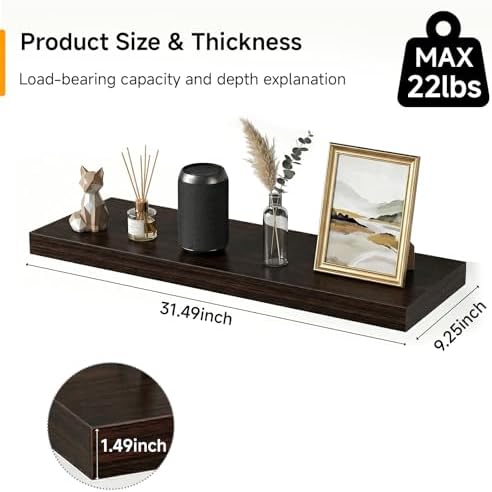 31.5in Floating Shelves for Wall, Dark Walnut - Image 3