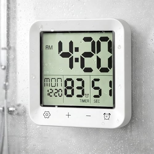 Shower Clock Waterproof, Bathroom Digital Clock by Tikonir