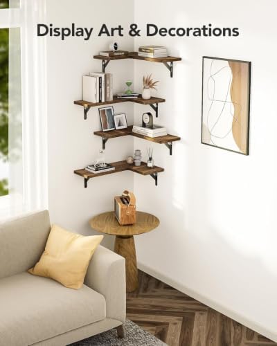 Amada Corner Floating Shelves, Paulownia Wood - Image 5