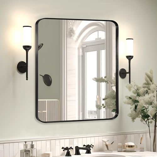 Black Framed Bathroom Mirror, Matte Black - Image 2