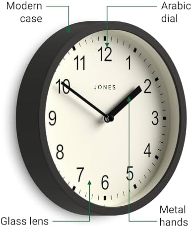 JONES CLOCKS® Spin wall Clock | Small Modern Round Clock | 8" | Dark Gray | - Image 5