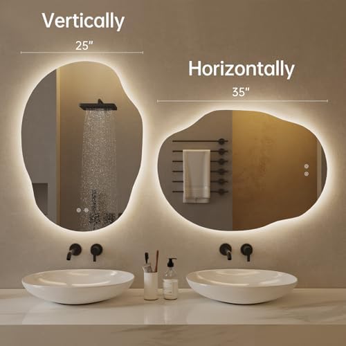 LOVESPEJO Irregular Backlit Mirror Bathroom 25"x35", LED Mirror - Image 2